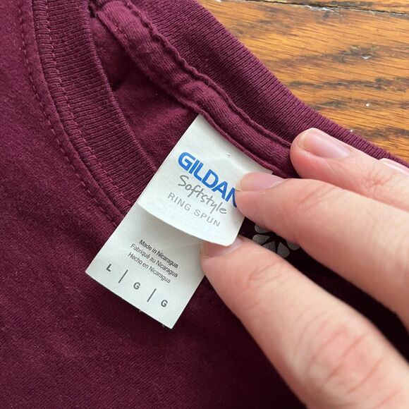 Gildan Softstyle Burgundy Red Men's T-Shirt Size L Asian Student Association ASA - Picture 3 of 5